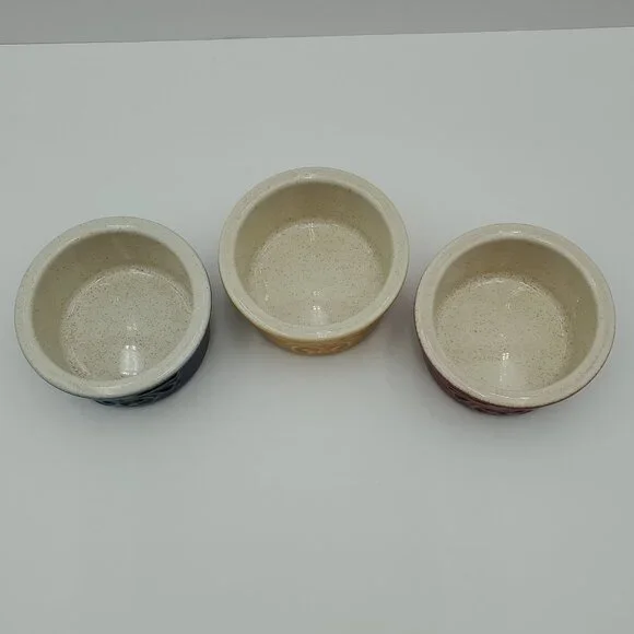 Pfaltzgraff Weir In Your Kitchen Chicory Cayenne Fennel Ramekins Blue Red Gold - Picture 3 of 8